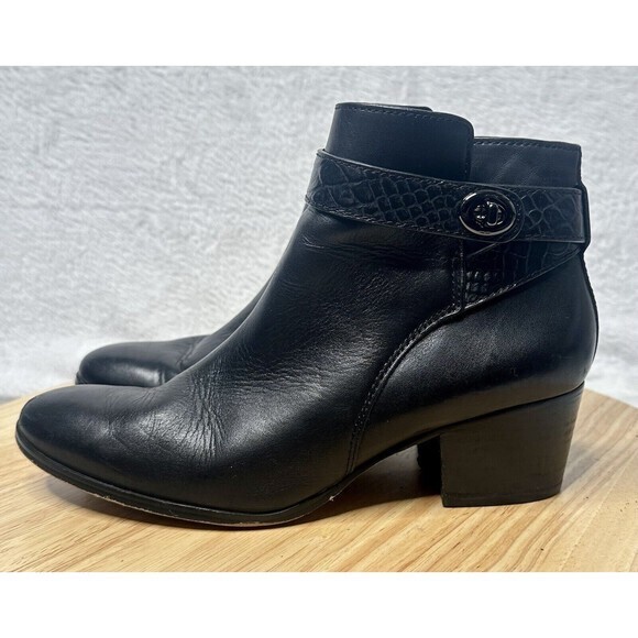 COACH Side Zip‎ Leather Black Boot 6.5 B - Picture 1 of 10
